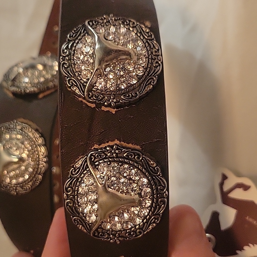 Montana West Xl embellished brown Belt Western Cowboy Cowgirl With Rhinestones - Picture 7 of 11